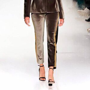 UNTTLD AW/18 Rafael Green Velvet Satin-Trim Trousers